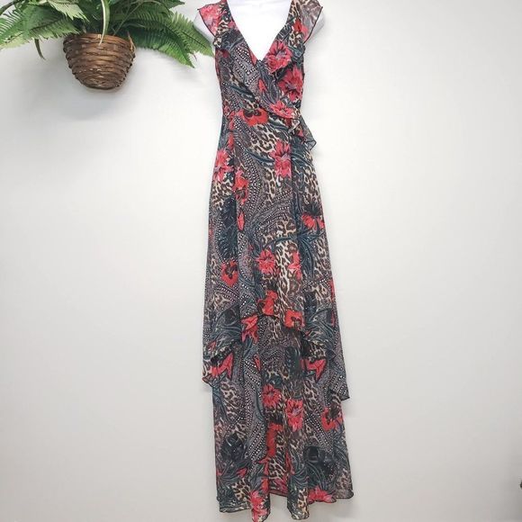 Guess Dresses & Skirts - Guess Maxi Floral and Cheetah Print Dress Size Small